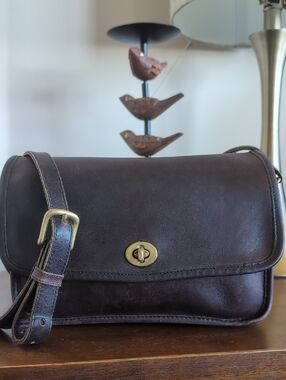 Iconic Vintage Coach City Bag In Mahogany- Early Creed Made In NYC - XL Strap